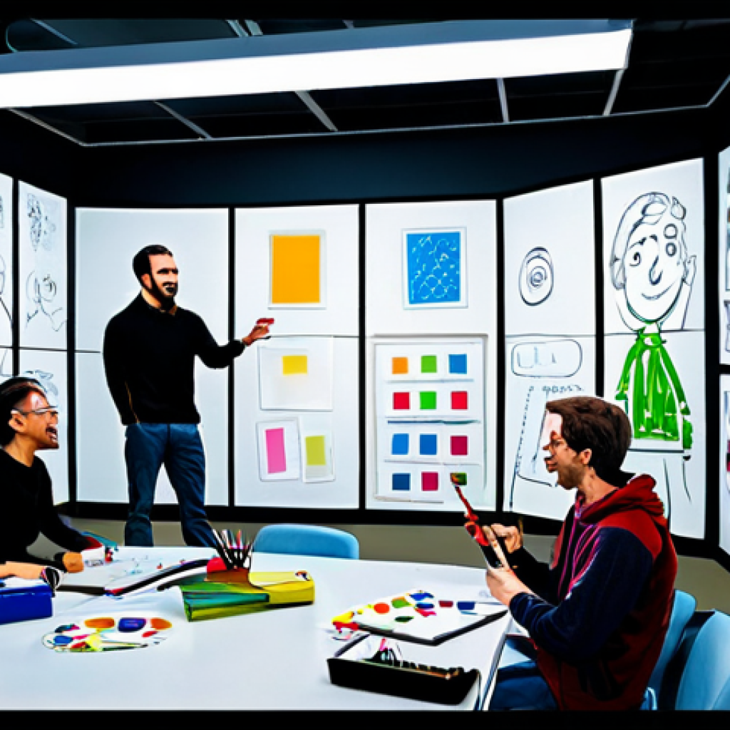 애니메이션 기획사의 장기 프로젝트 관리 - Creative Brainstorm**

"A vibrant, energetic brainstorming session in an animation studio. Team memb...
