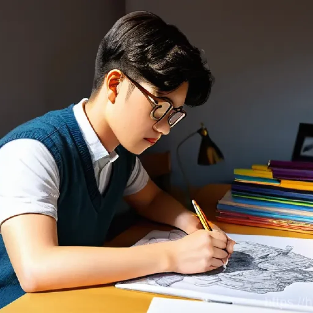 애니메이션 기획사 입사 준비 팁 - **Prompt 1: The Aspiring Animator's Foundation Journey**
    "A young, determined aspiring animator,...