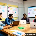 애니메이션 기획사의 도전적 프로젝트 경험 - A vibrant animation studio scene showing a diverse Indian team engaged in an open brainstorming sess...